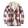Men's Quilted Lined Button Down Plaid Shirt Add Velvet To Keep Warm Jacket With Hood