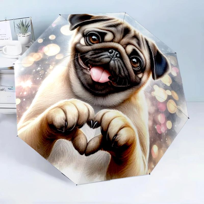 Pug Dreams Under Stars 8-Frame for Travel, camping, Casual Lightweight Portable Umbrella, Essential for every family Holidays Birthday Gift
