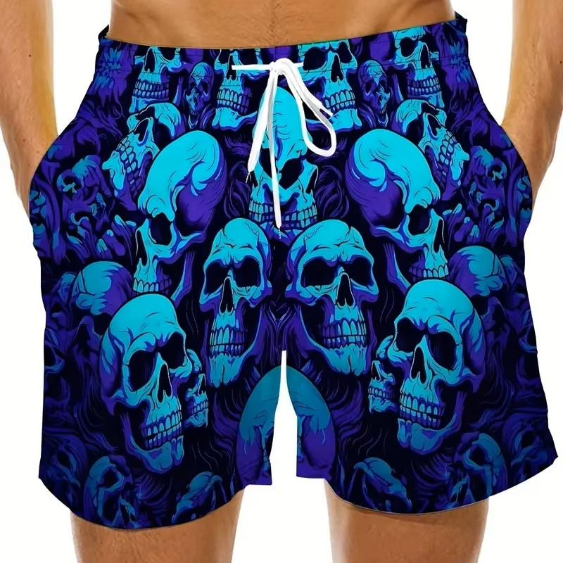 Crâne Fantôme Démon Sombre Entraînement Muay Thai Kickboxing Boxe MMA Short Imprimé Mixte Salle de Sport Fitness Entraînement Séchage Rapide Taille Élastique