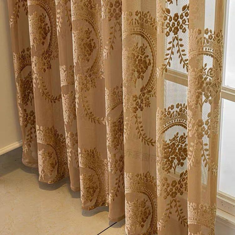 European High-grade Atmospheric Light-transmitting Curtain Curtain Living Room Bedroom Balcony Window Screen Blackout Floor-to-ceiling Window