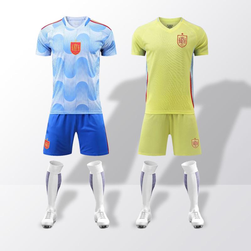 Spanien 2425 Heim- & Auswärts-Fußball-Trainingsset - Schnelltrocknend, Atmungsaktiv, Schweißableitendes Trikot