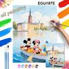 Mickey Minnie Donald Rowing Boat Paint by Numbers Painting Art Kit Home Decor Gift