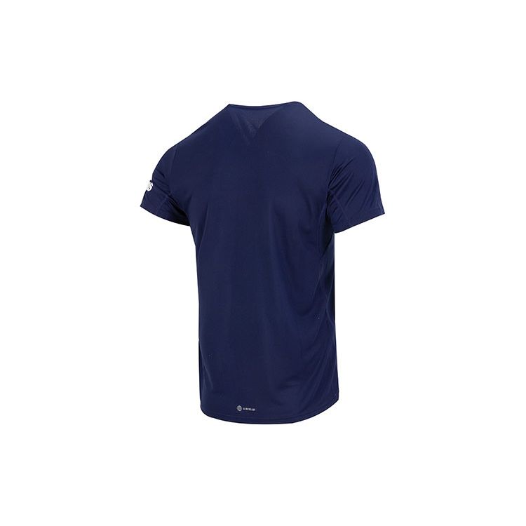 Adidas Run It Tee With Letter Logo Print Short Sleeve Casual Round Neck T-Shirt Men Tops Dark-Blue HM8446