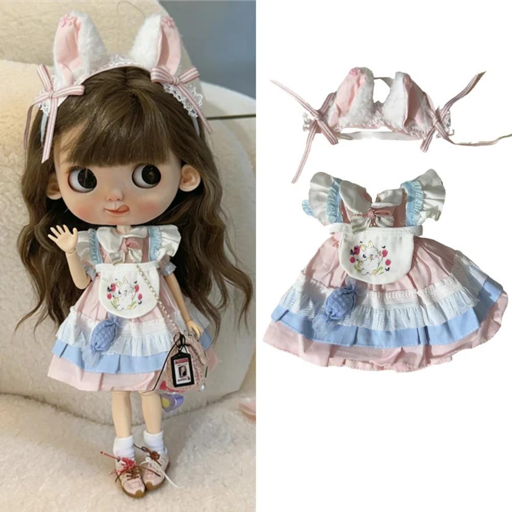 For Blythe Doll Winter Flower Coat Outfit Clothing Princess Dress Skirt Lace Maid Fastfood M Clothes OB24 OB22 1/6 Accessories