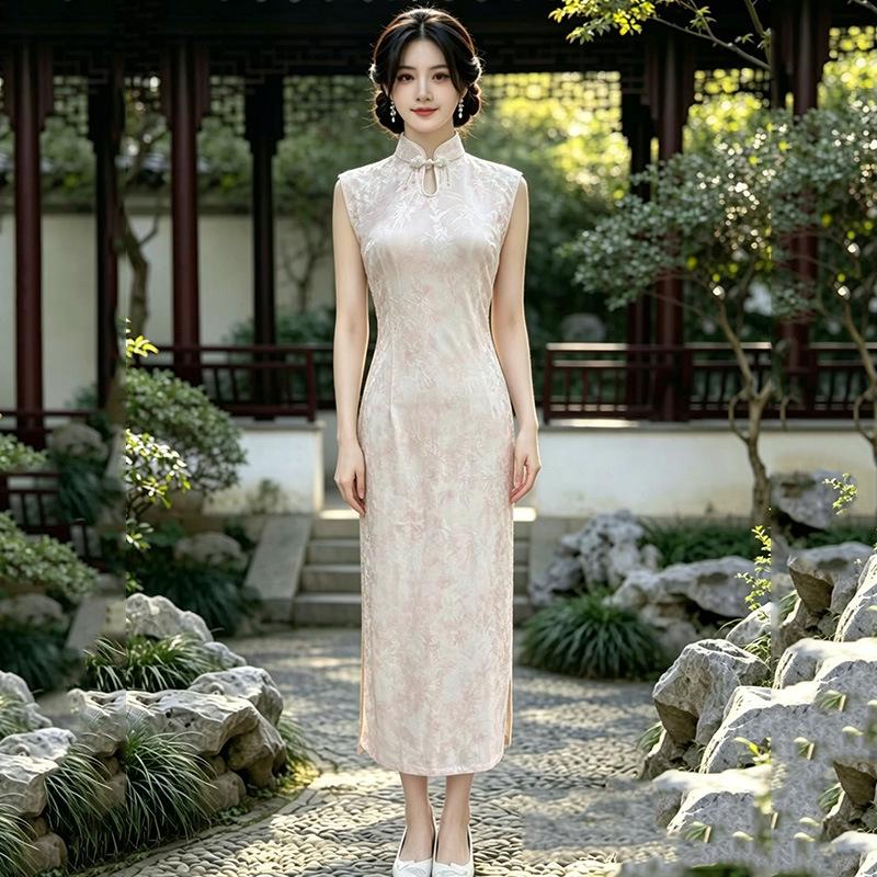 Sleeveless national style new Chinese daily Suzhou long cheongsam improved young 1011 new women's high sense