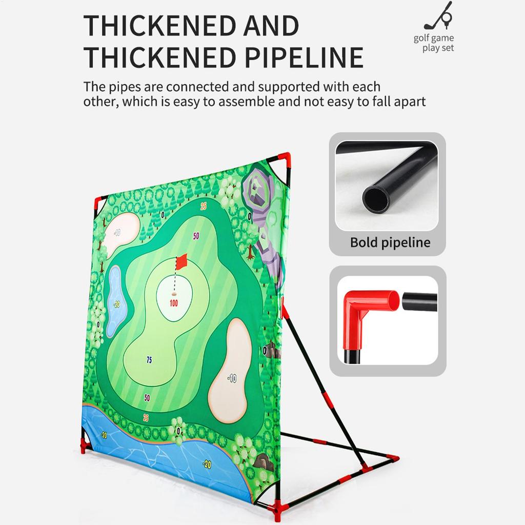 Kids Golf Chipping Game Mat Set Golf Play Mat / Club Set Outdoor Stick Chip Golf Game Set Dart Target Mat Golf Club Sticky Ball