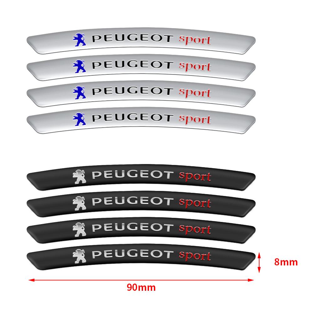 4 szt./zestaw Aluminiowe Felgi Kół Samochodowych Naklejki Wyścigowe Emblemat Dekoracja Samochodu Do Peugeot 308 307 206 208 207 508 2008 5008 407 3008