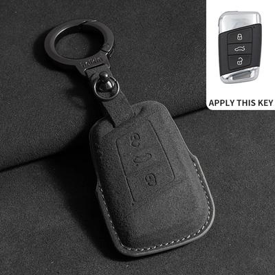 Étui de protection en cuir suédé pour clé de voiture VW Volkswagen Magotan Magotan GTE Passat B6 B7 B8 CC Arteon Skoda Fabia Superb A7 Kodiaq