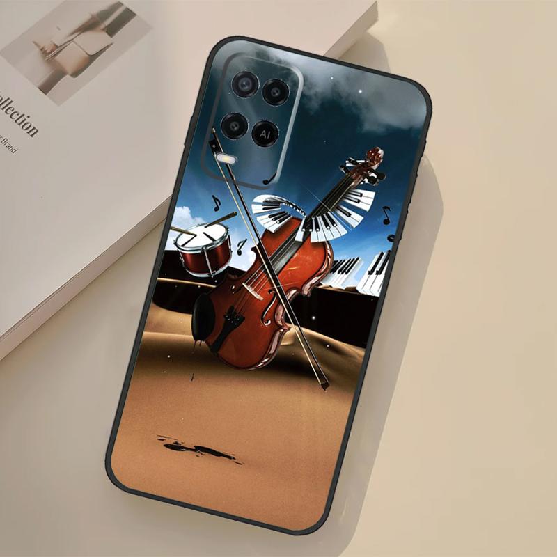 Violin Piano Case For Oppo A5 Pro A15 A17 A57 A77 A18 A38 A58 A78 A98 A96 A76 A16 A94 A74 A54 A40 A60 A80