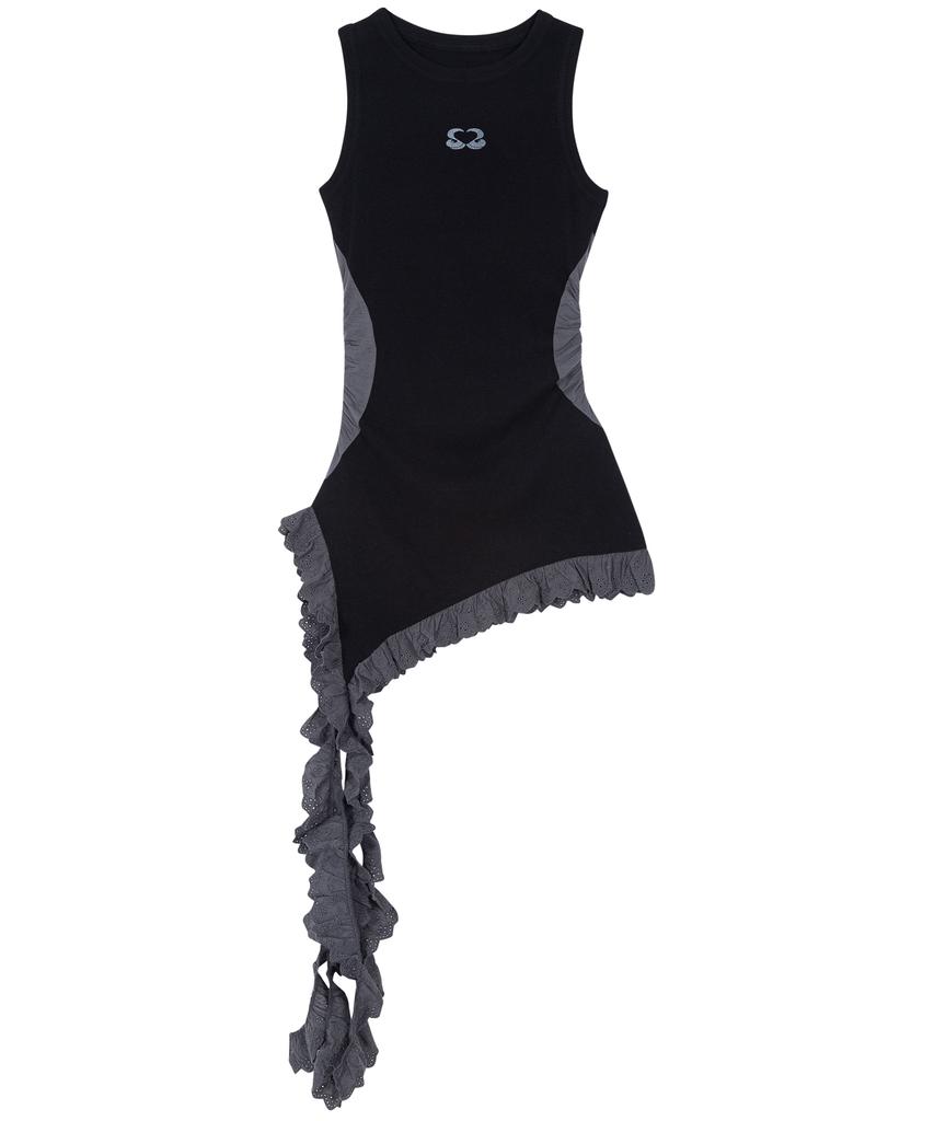 MISSLULZ Lace Tail Sleeveless Black Charcoal