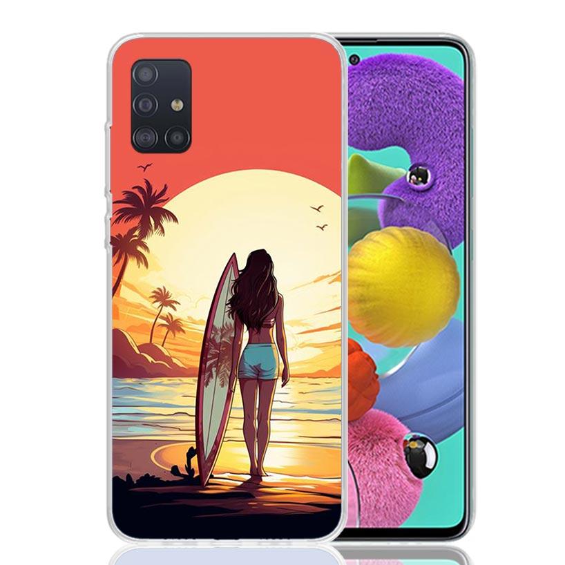 Surf Board Aesthetic Phone Case For Samsung Galaxy A52 A32 A22 A12 A02S A50S A30S A51 A31 AA71 Note 20 Ultra 10 S10 Plus Galaxy