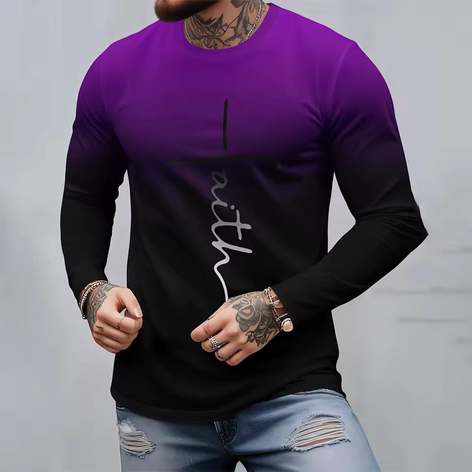 Fashion Letter Faith 3D Print T-Shirts Men Women O-Neck Long Sleeved T Shirt Oversized Pullovers Harajuku Tees Tops Kid Clothing