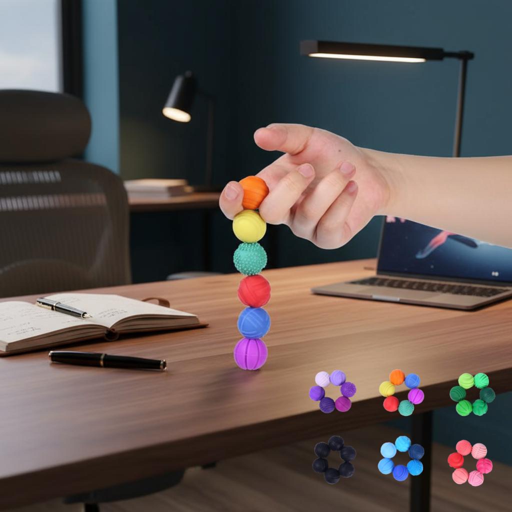 6pcs  Silicone Magnetic Ball Stress Relief Toy Finger Stress Relief Educational Toy Novelty Magnetic Fidget Roller