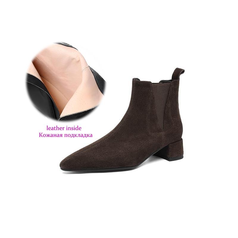 

Krazing Pot Cow Suede Nubuck Round Toe Thick Heels Chelsea Boots Size 43 Slip on Women Ankle Boots 34