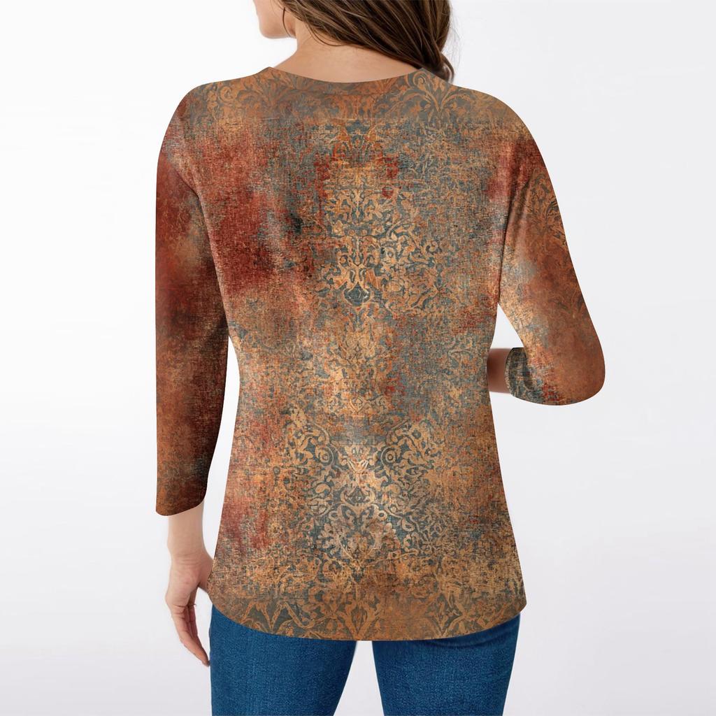 Dámské tričko s potiskem 3/4 rukáv denní víkendová móda základní véčkový výstřih běžný top