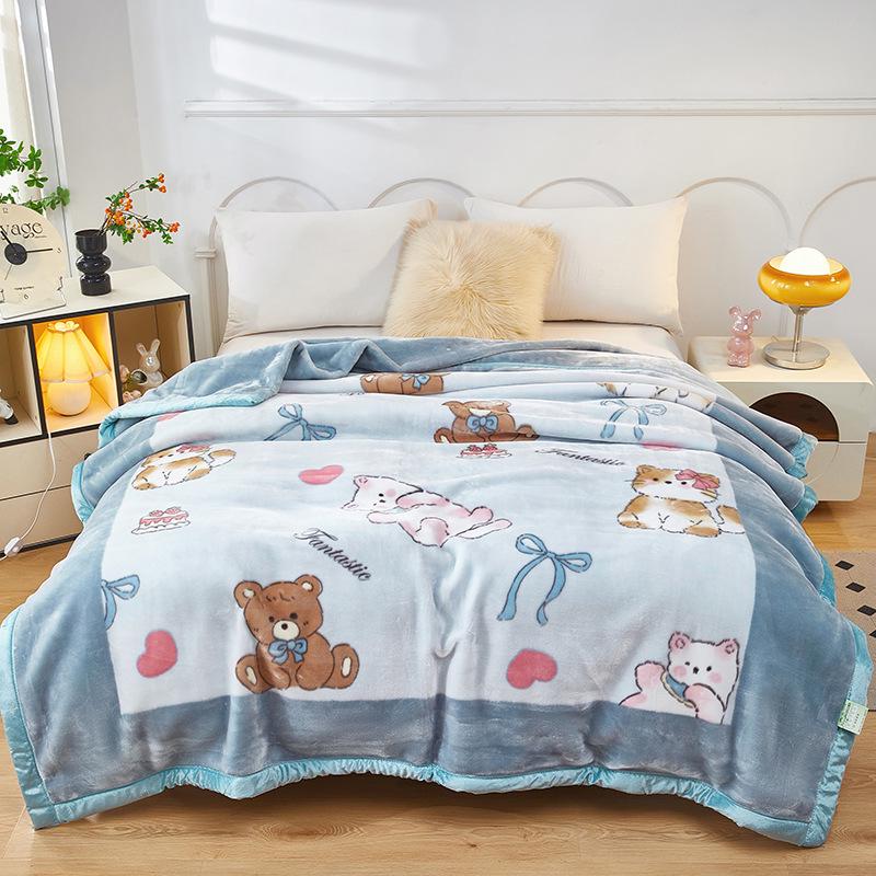 Double-Layer Thickened Raschel Blanket - Super Soft Anti-Static Fleece for Autumn/Winter, Perfect Wedding Gift.
