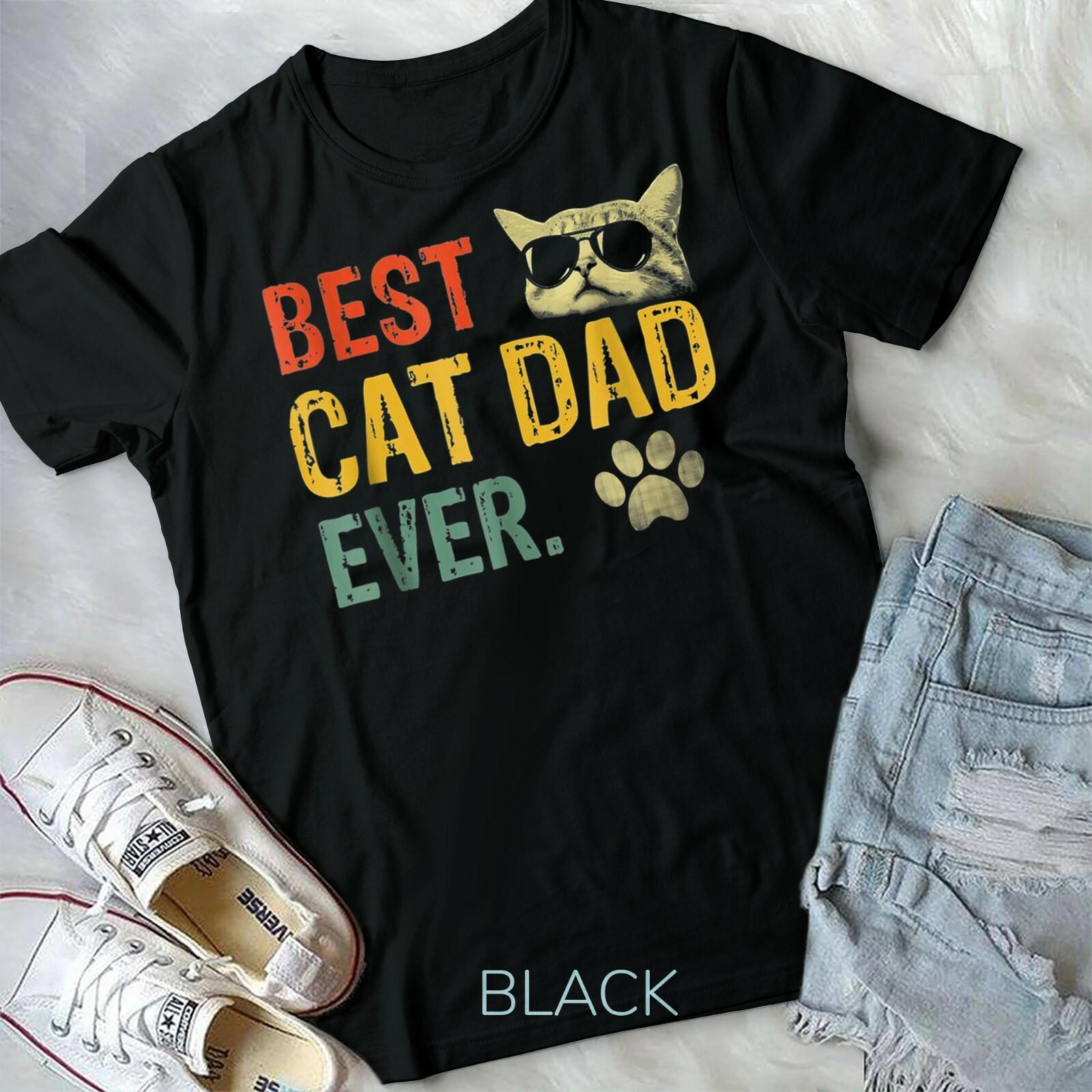 Vintage Best Cat Dad Ever T-shirt Cat Daddy Gift Unisex Form T-shirt L