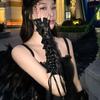 Guanti lunghi senza dita in pizzo con allacciatura a corsetto, Cosplay Gotico