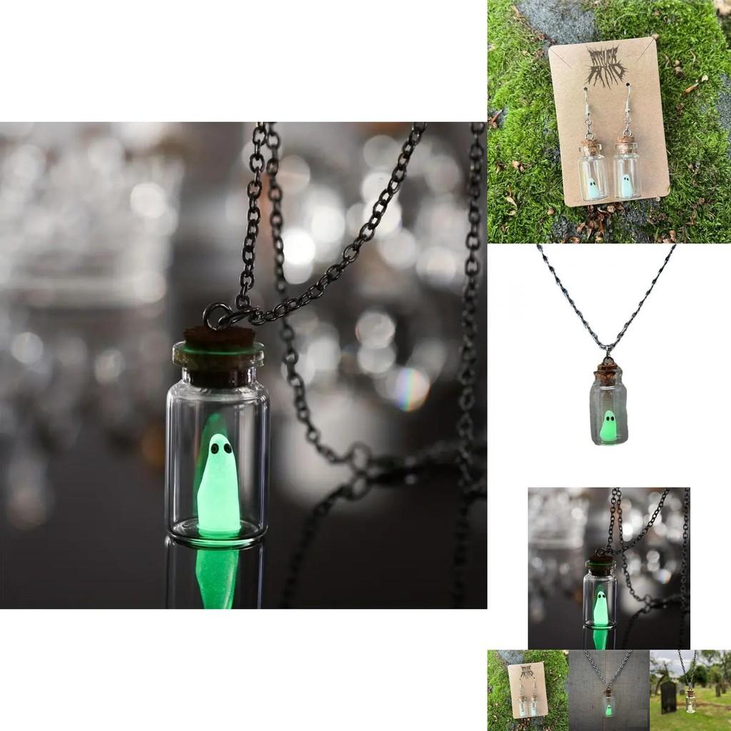 Adorable Cartoon Ghost Jewelry Set Featuring Enchanting Glow In The Dark Effects