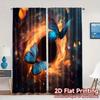 2pcs   2D FLAT PRINTING Curtains (Without Rod) Celestial Butterflies Modern Light Filtering Curtains Durable 100% Polyester