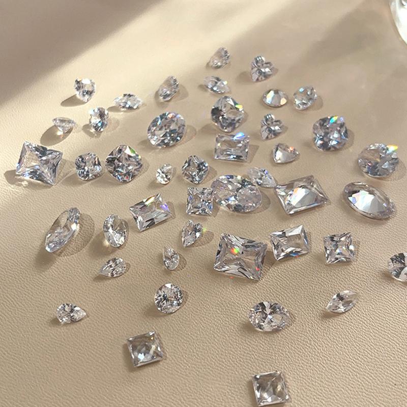 5Pcs Sparkling Transparent Zircon Nail Art Shiny Clear Pointed Bottom  3D Diy Manicure Decoration Accessorie