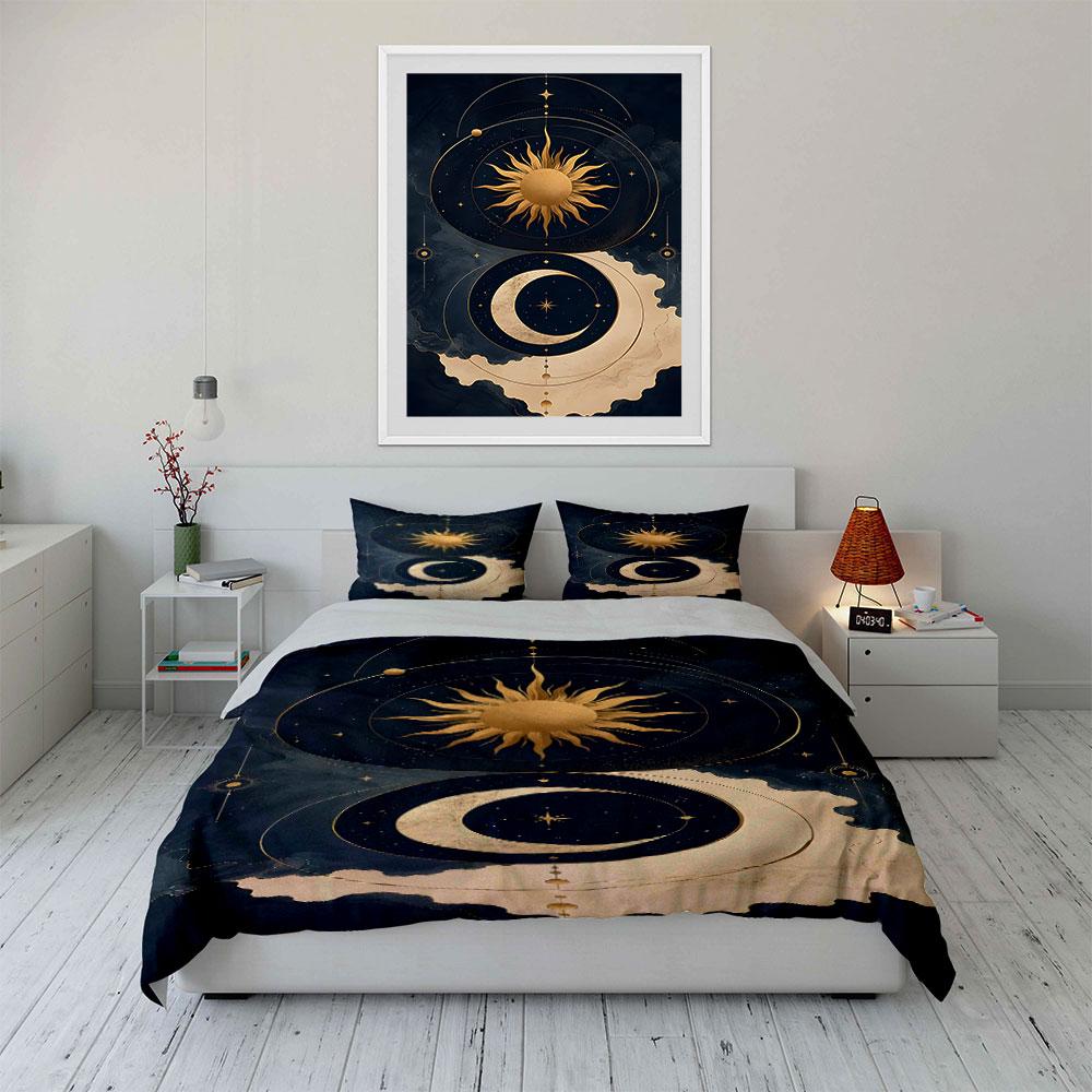 Goldene kosmische Traumlandschaft flüstert. Bettwäsche-Sets Bettbezüge Kissenbezüge(1* Bettbezug 2* Kissenbezüge ohne Bettdecke)
