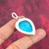 Blauer Türkis Handgemachter Edelstein Anhänger, 925 Sterling Silber Antik Schmuck Anhänger, Für Verlobungsgeschenk
