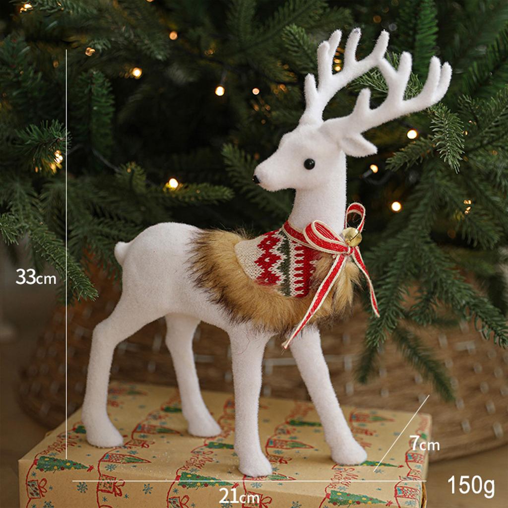 Realistic White Reindeer Ornament Durable White Reindeer Figurine Ornament For Christmas Window And Table Display