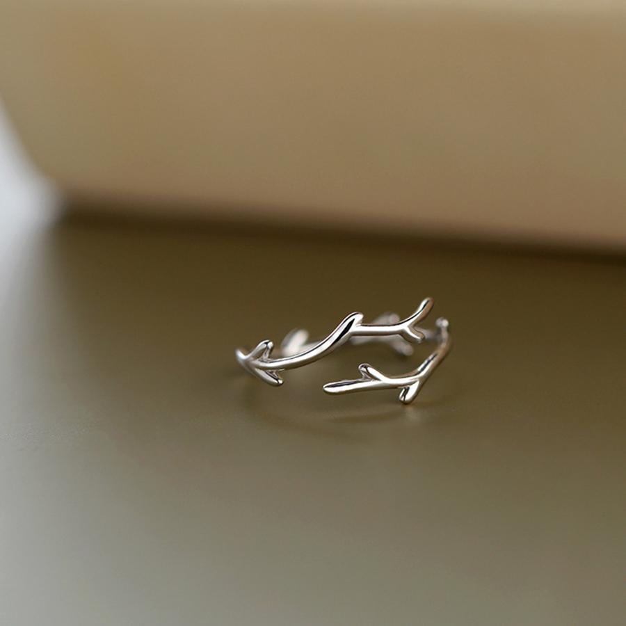 New 925 Sterling Silver Branch Shape Ring Personality Charm Simple Style Ring Party Gift for Women Exquisite Jewelry
