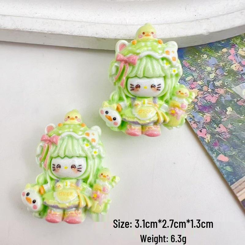 Glossy KT Girl Resin Accessories: Trendy DIY Hair Clips, Ties, Keychains, Pendants & Jewelry