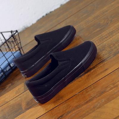 Autumn Women's Black Canvas Slip-On Shoes Low Top Flat Comfort Work Casual Sneakers for Daily Walking Breathable Sneakers Women