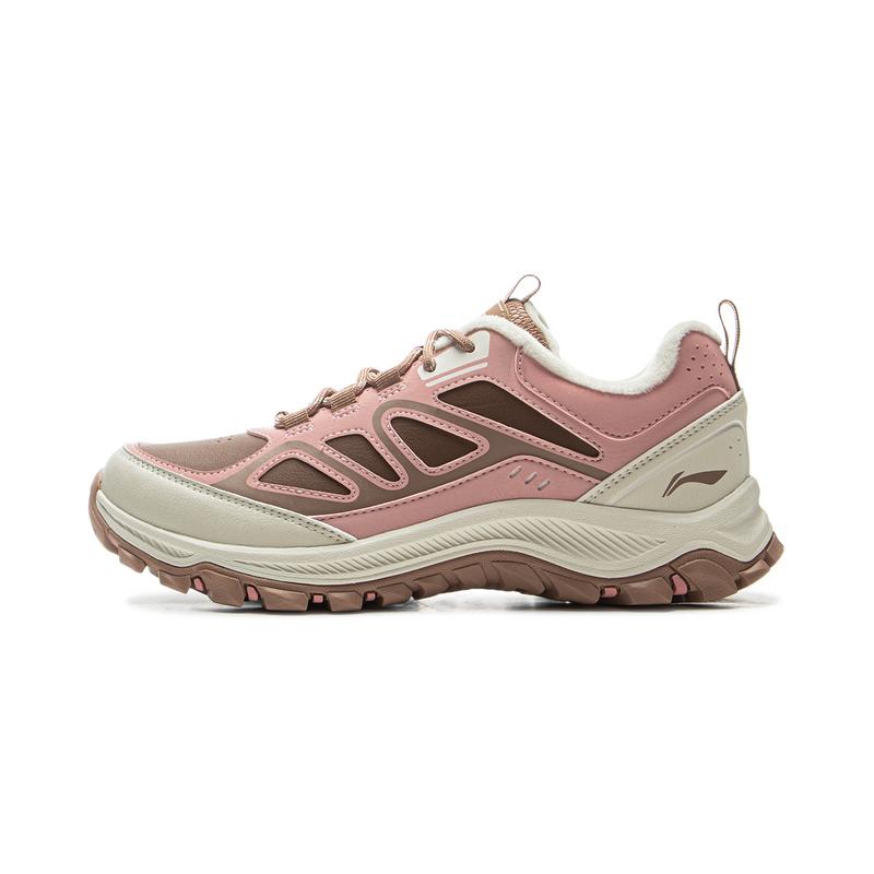 Li-Ning Comfortable Simple Versatile Warm Durable Low-Top Casual Shoes Women sneaker Light-Pink Brown AGCU538-3