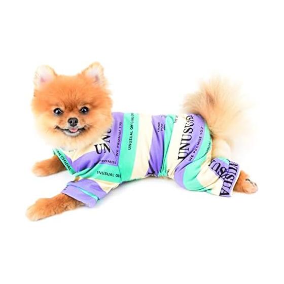 SMALLLEE_LUCKY_STORE Dog Clothes, Spring/Summer Coveralls, Border Pattern Rompers, Puppies, Small Dogs, Super Small Dogs, Colorful Striped Pajamas,