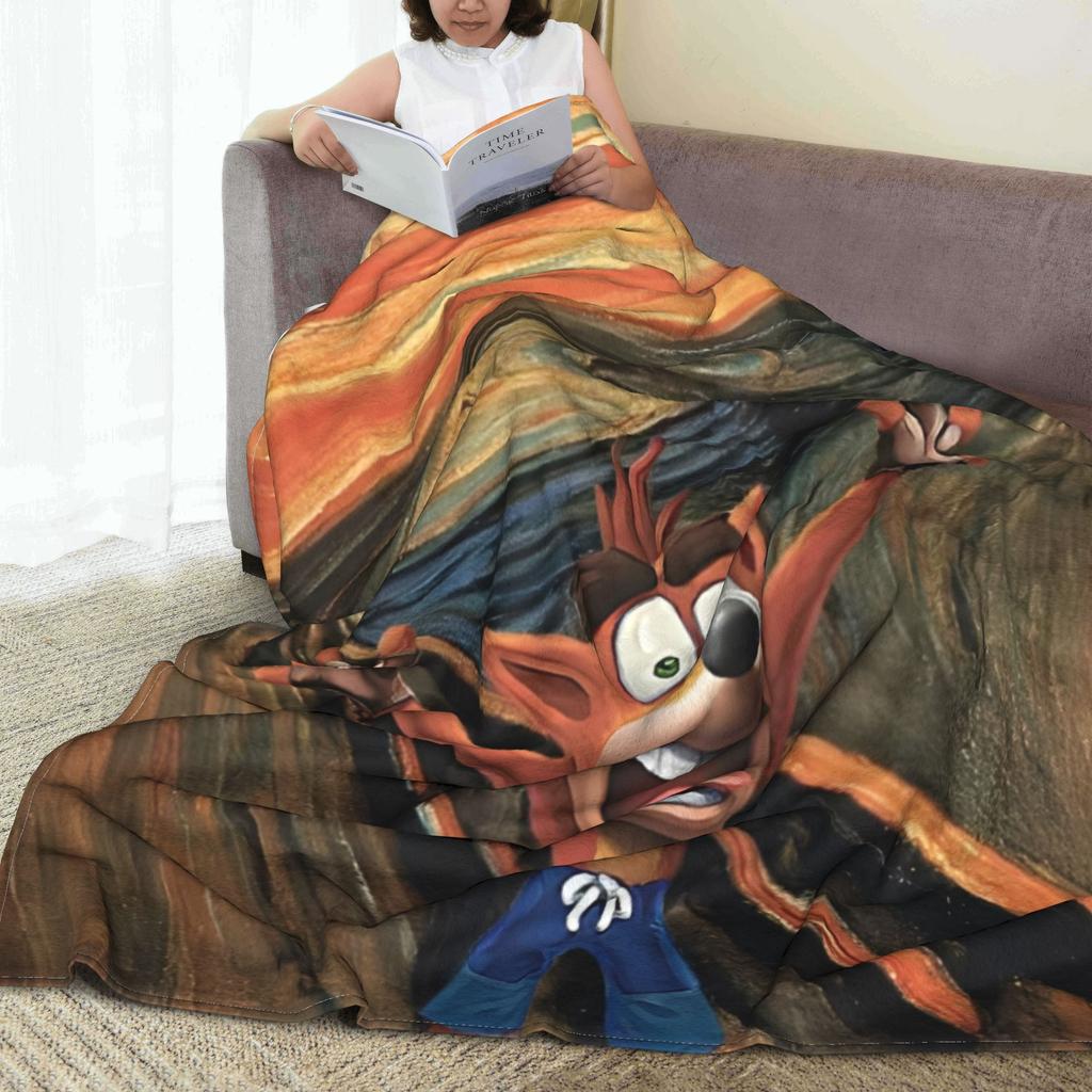 Crashs Bandicoots Cartoon Blanket Multiple Sizes Cozy and Lightweight Video Game Throw Blankets for Sofa Couch and Bed