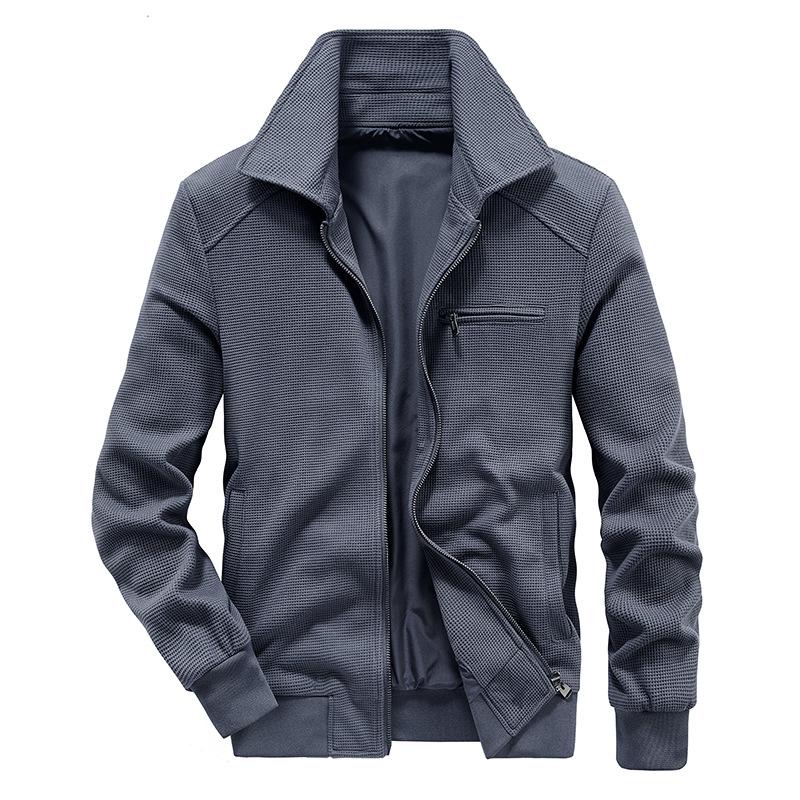 Autumn and Winter Business Casual Youth Jacket Middle-aged Loose Elastic Dad Wear Men's Tooling Stand-up Collar Jacket