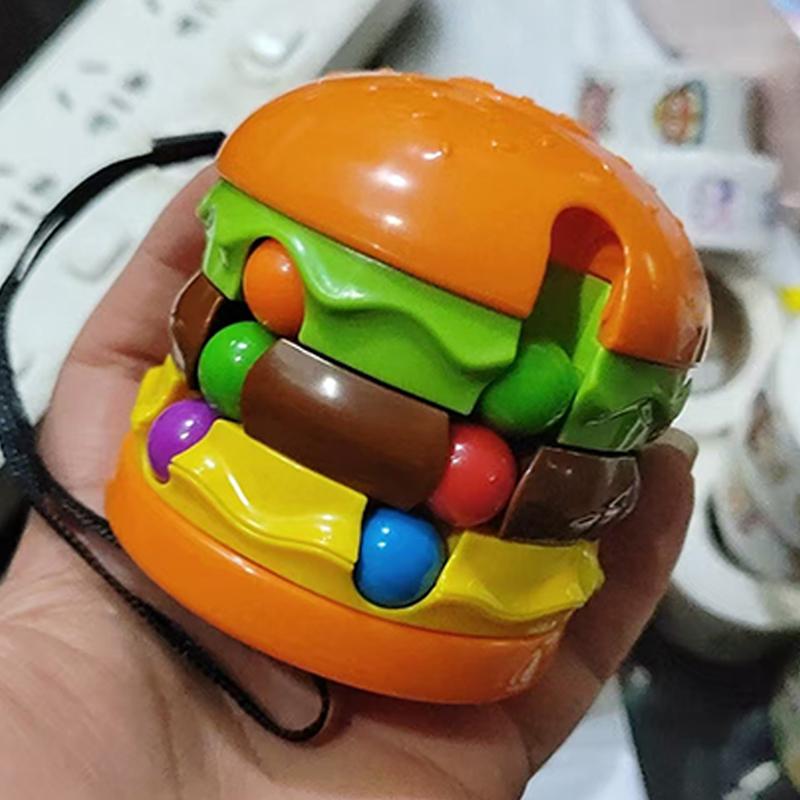 Hamburger French fries Magic Rotating Beans Puzzle Mind Challenge Games IQ Brain Teaser Stress Relieving Toys Unique Gifts
