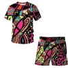 Summer fashion men's suit Abstract art pattern 3D T-shirt printed Lapel short sleeve shirt beach shorts Hawaiian men's suit 2pcs