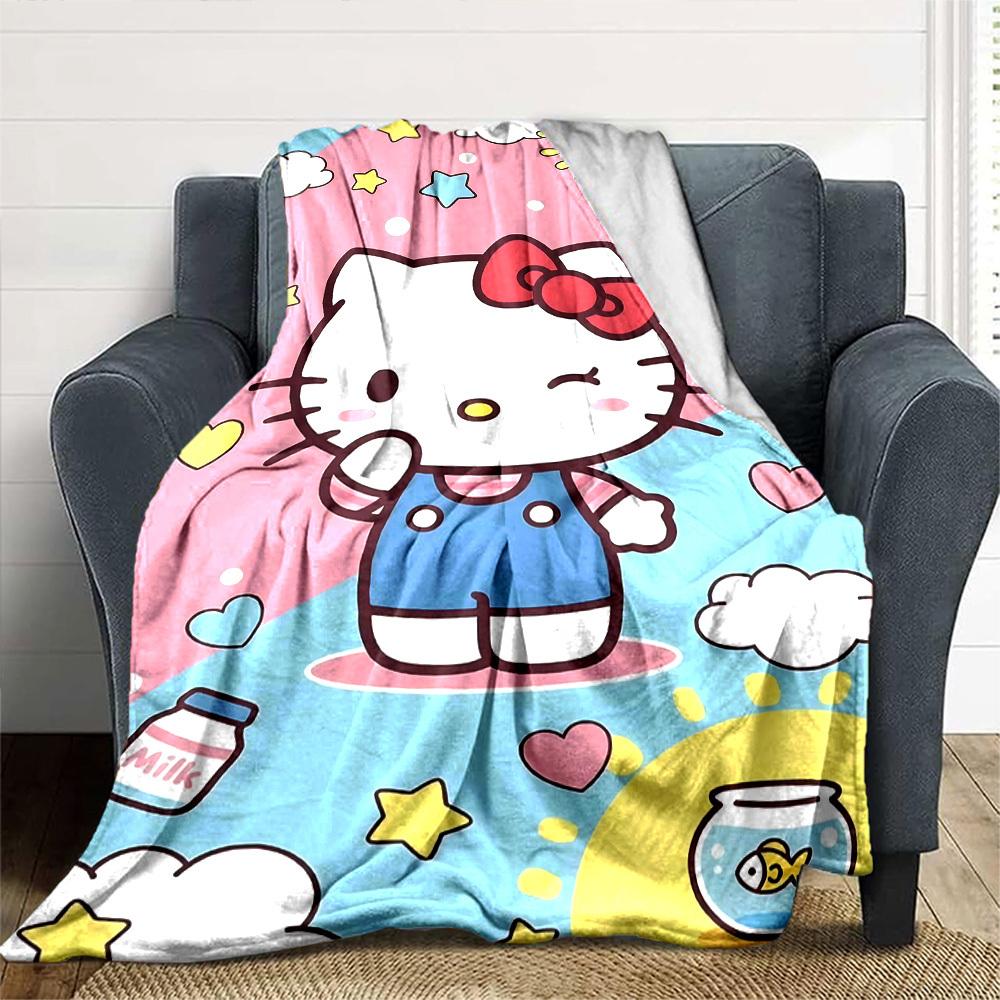 1pc Hello Kitty Milk blanket Lightweight Flannel Throw for Sofa Bed Travel Camping Livingroom Office Couch Chair