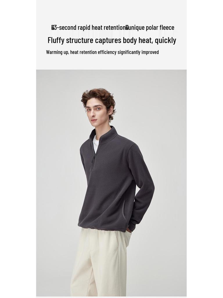 2025 Men's Stand-Collar Casual Orlon Sweatshirt Jacket: Trendy, Loose, Warm for Autumn/Winter