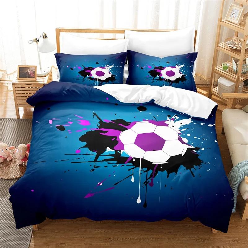 Football Bedding Set Competitive Sports Boy Duvet Cover Set King Quilt Cover Youth Children's Double Duvet Cover Bedding Set