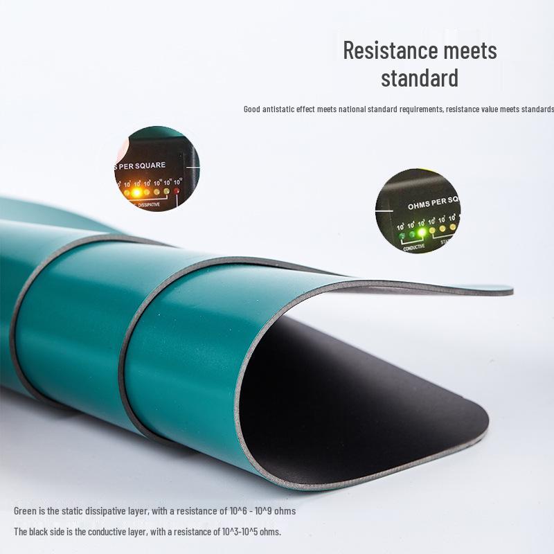 Eco-Friendly Green Anti-Static PVC Table Mat for Laboratory Workbenches - Odorless and Durable Static Resistant Surface.