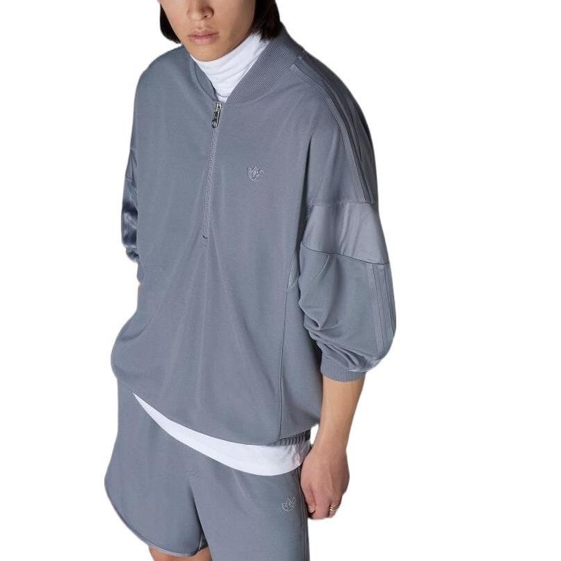 adidas Originals Jackets Men's Gray Baseball Collar Moderate Straight Fit HR6945