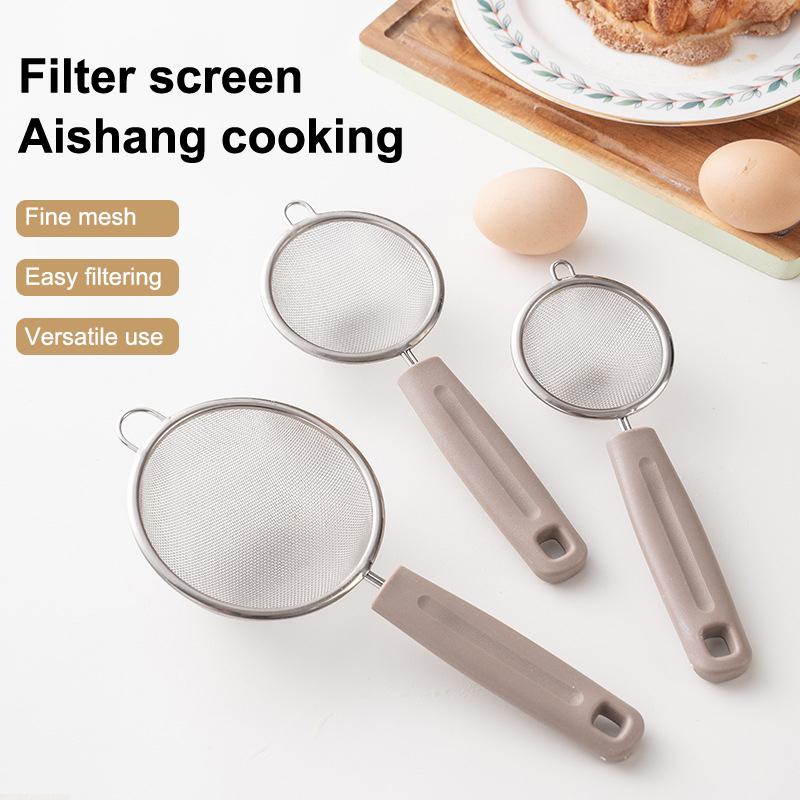 Stainless Steel Mesh Strainer With Pp Handle, Fine Filtering For Juices, Residues And Flour, Ideal For Home Baking