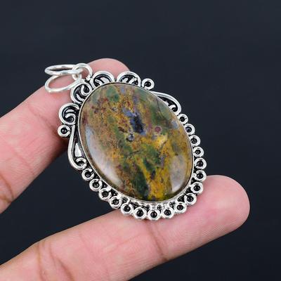 Natural Bloodstone Gemstone Pendant 925 Sterling Silver Indian Jewelry For Women
