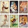 Amerikanisches Pin-Up-Girl Dame Blechschild Schlafzimmer Badezimmer Wanddekoration Pub Café Bar Party Club Vintage Poster Metallbild YI-051