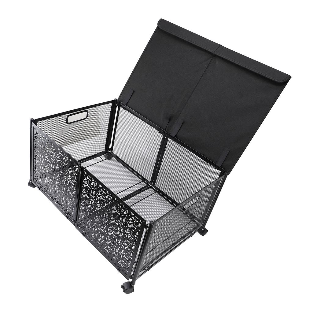 Foldable Toy Storage Box Large 70L Capacity Dustproof Portable Metal Toy Chest for Kids Playroom