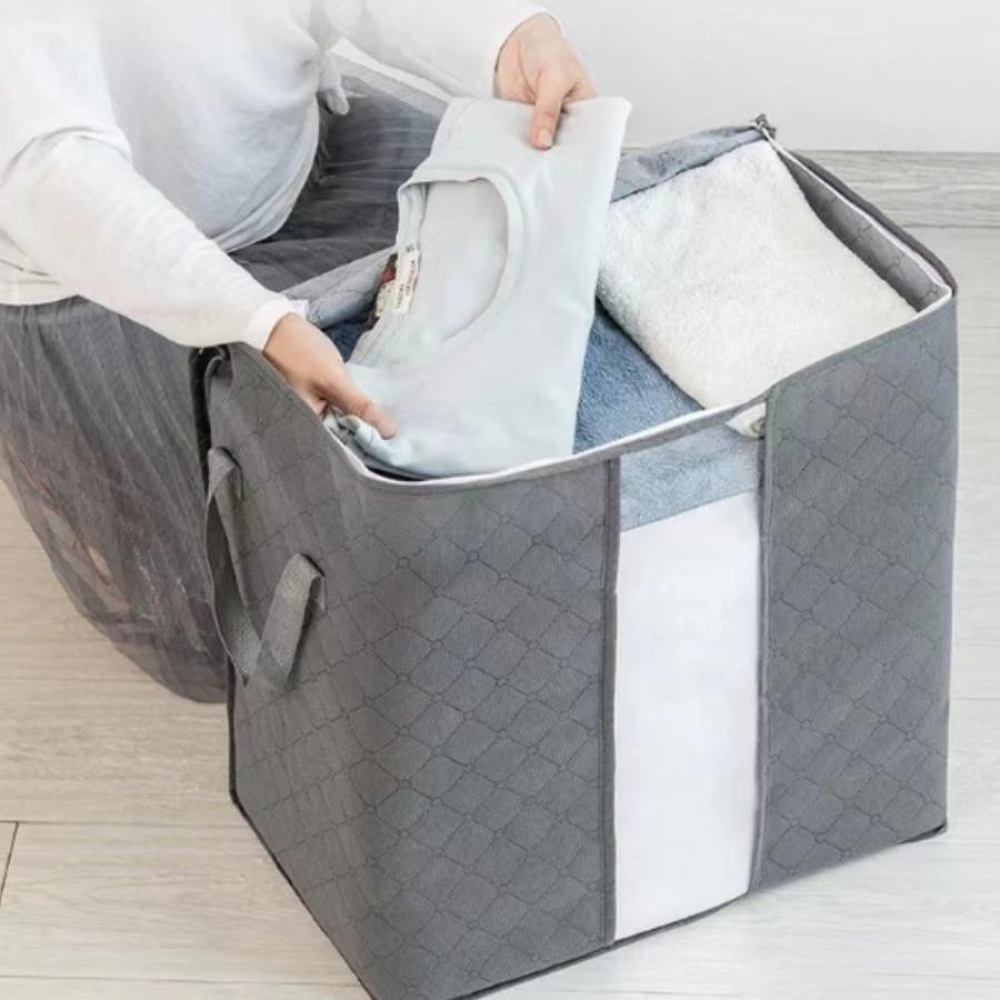 Large plastic storage bag organizer Multi-purpose rectangular wardrobe container suitable for bedding, blankets, and clothing