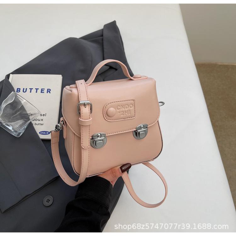 Shoulder bag retro small backpack 2025 spring new simple fashion messenger bag double lock small square bag women's bag