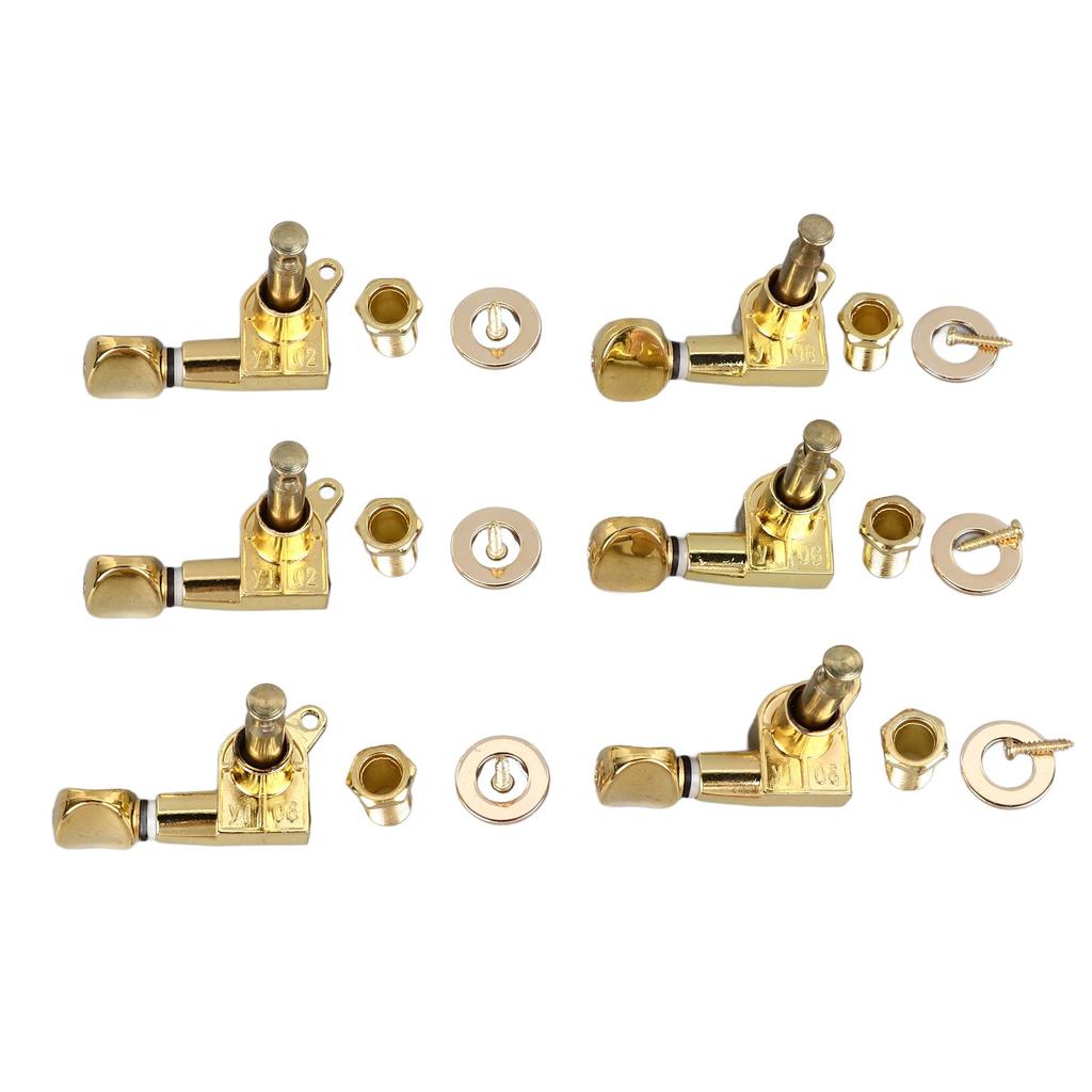 6Pcs Full Closed Guitar Tuning Key Accurate Fast Operation Stable Metal Tuning Pegs for Acoustic Electric Guitar Gold 6L