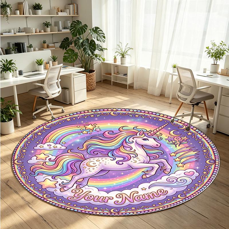 Wild Animals (419) Theme Round Crystal Velvet Rug Custom Name Text Personalized Floor Mat Home Decor Non Slip Crystal Carpet